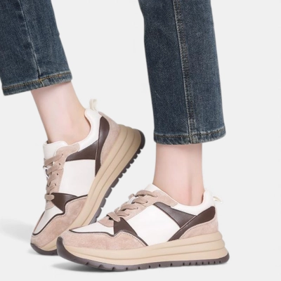 Кроссовки женские натуральная кожа с замшей бежевые YD050-3 Кроссовки женские натуральная кожа с замшей бежевые YD050-3