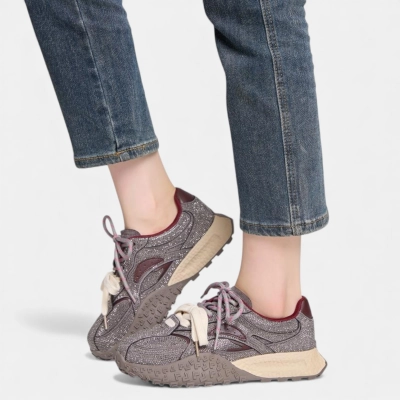 Кроссовки женские с камнями натуральная замша серые YD029-1 Кроссовки женские с камнями натуральная замша серые YD029-1