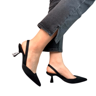 Туфли женские на лето OMILA атлас черные СМ6668-57 Туфли женские на лето OMILA атлас черные СМ6668-57