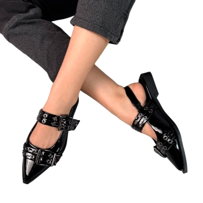 Туфли женские на лето OMILA искусственная лак кожа черные Q017-5 Туфли женские на лето OMILA искусственная лак кожа черные Q017-5