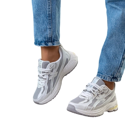 Кроссовки женские на лето LUTA спорт искусственная кожа белые с серым F8-2 Кроссовки женские на лето LUTA спорт искусственная кожа белые с серым F8-2