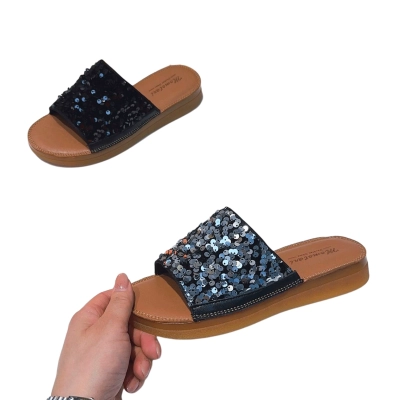 Шлепанцы женские MOMOTARI искусственная кожа с пайетками 0110 Шлепанцы женские MOMOTARI искусственная кожа с пайетками 0110