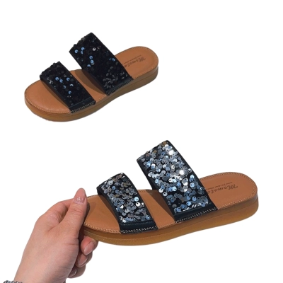 Шлепанцы женские MOMOTARI искусственная кожа с пайетками 0112 Шлепанцы женские MOMOTARI искусственная кожа с пайетками 0112