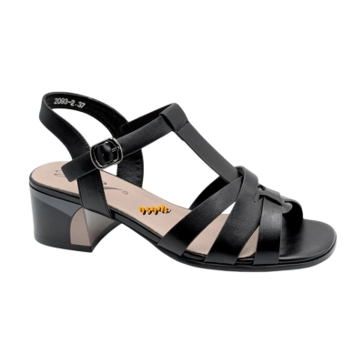 Босоножки женские YZY спрессованная натуральная кожа черные 2093-2 Босоножки женские YZY спрессованная натуральная кожа черные 2093-2