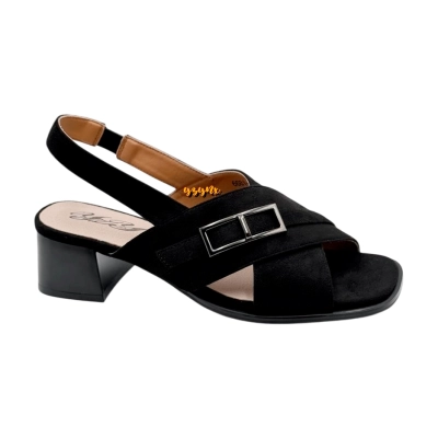 Босоножки женские YZY спрессованная натуральная замша черные 6681-7L Босоножки женские YZY спрессованная натуральная замша черные 6681-7L