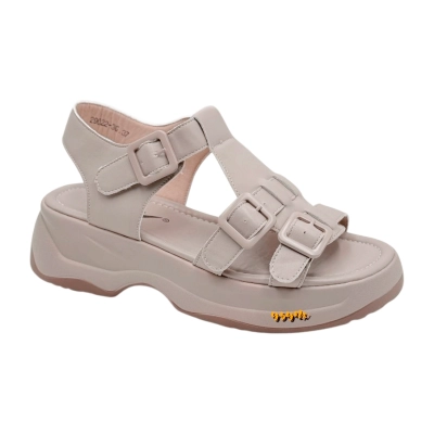 Сандалии женские YZY спорт спрессованная натуральная кожа кремовые 29022-3G Сандалии женские YZY спорт спрессованная натуральная кожа кремовые 29022-3G