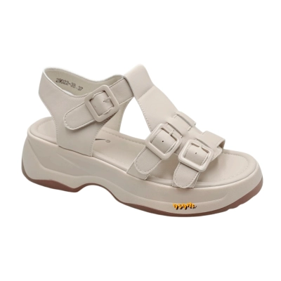 Сандалии женские YZY спорт спрессованная натуральная кожа бежевые 29022-3B Сандалии женские YZY спорт спрессованная натуральная кожа бежевые 29022-3B