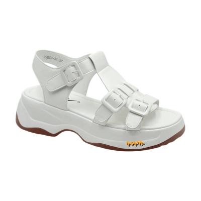 Сандалии женские YZY спорт спрессованная натуральная кожа белые 29022-3A Сандалии женские YZY спорт спрессованная натуральная кожа белые 29022-3A