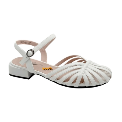 Босоножки женские YZY спрессованная натуральная кожа белые 1987-6A Босоножки женские YZY спрессованная натуральная кожа белые 1987-6A