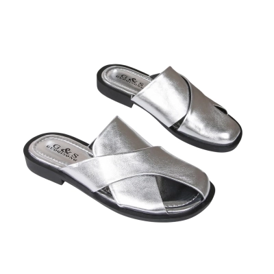 Шлепанцы женские GUOQISONG G&S искусственная кожа серебристые 9874-23 Шлепанцы женские GUOQISONG G&S искусственная кожа серебристые 9874-23