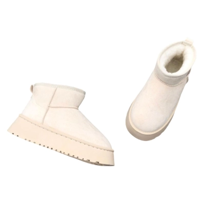 Угги женские на зиму короткие искусственная замша бежевые 8906 Угги женские на зиму короткие искусственная замша бежевые 8906