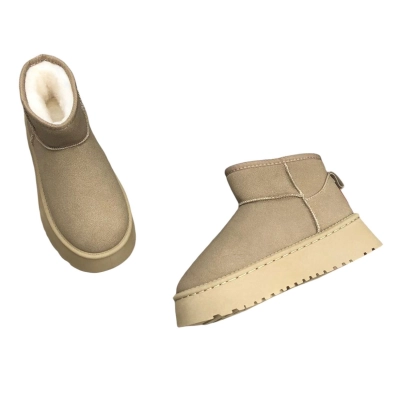 Угги женские на зиму короткие искусственная замша коричневые 8893 Угги женские на зиму короткие искусственная замша коричневые 8893