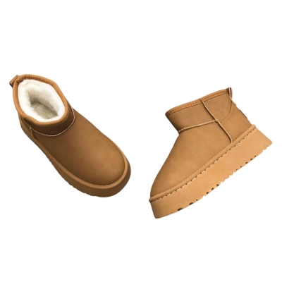 Угги женские на зиму короткие искусственная кожа коричневые 8897 Угги женские на зиму короткие искусственная кожа коричневые 8897