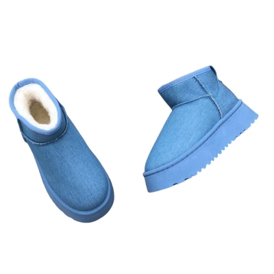 Угги женские на зиму короткие джинса голубые 8899 Угги женские на зиму короткие джинса голубые 8899