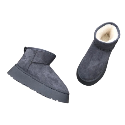 Угги женские на зиму короткие искусственная замша серые 8900 Угги женские на зиму короткие искусственная замша серые 8900
