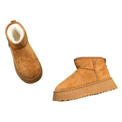 Угги женские на зиму короткие искусственная замша коричневые 8902 Угги женские на зиму короткие искусственная замша коричневые 8902