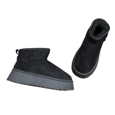 Угги женские на зиму короткие искусственная замша черные 8903 Угги женские на зиму короткие искусственная замша черные 8903