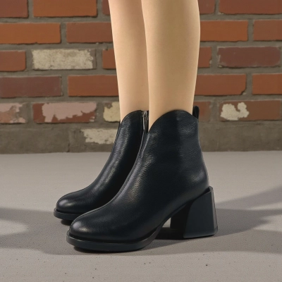Женские зимние ботинки на каблуке W93-1 натуральная кожа черные Женские зимние ботинки на каблуке W93-1 натуральная кожа черные