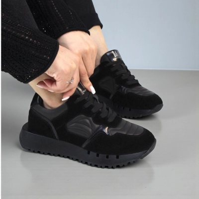 Кроссовки женские демисезонные натуральная замша черные F1005-1 Кроссовки женские демисезонные натуральная замша черные F1005-1