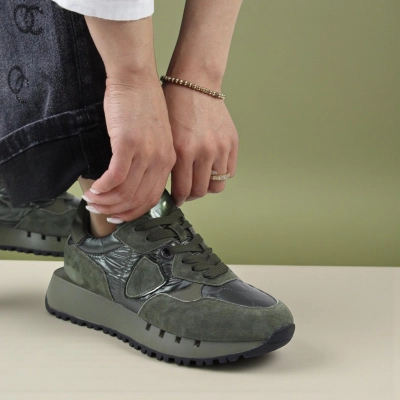 Кроссовки женские демисезонные натуральная замша зеленые F1007-10 Кроссовки женские демисезонные натуральная замша зеленые F1007-10