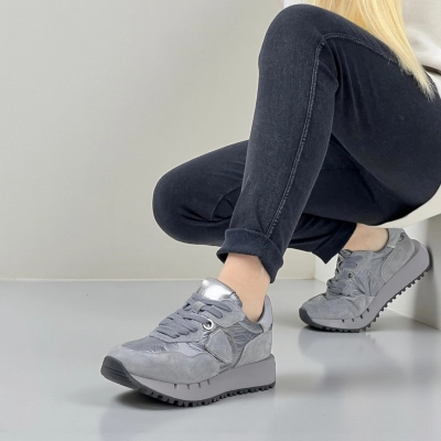 Кроссовки женские демисезонные натуральная замша серые F1007 Кроссовки женские демисезонные натуральная замша серые F1007