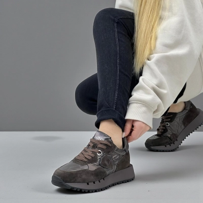 Кроссовки женские демисезонные натуральная замша шоколадные F1007- Кроссовки женские демисезонные натуральная замша шоколадные F1007-