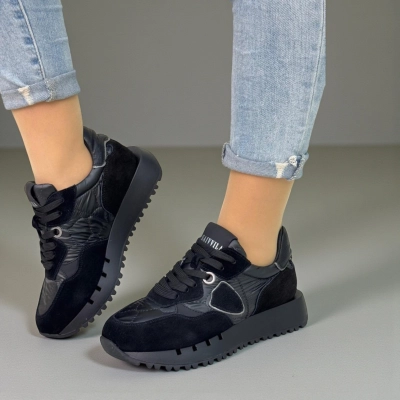 Кроссовки женские демисезонные натуральная замша черные F1007 Кроссовки женские демисезонные натуральная замша черные F1007