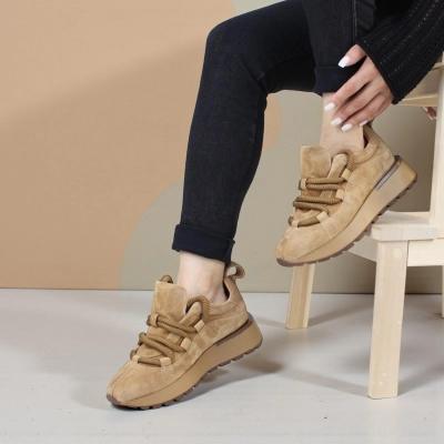 Кроссовки женские демисезонные натуральная замша песочные F1000-8 Кроссовки женские демисезонные натуральная замша песочные F1000-8