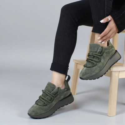 Кроссовки женские демисезонные натуральная замша зеленые F1000-10 Кроссовки женские демисезонные натуральная замша зеленые F1000-10