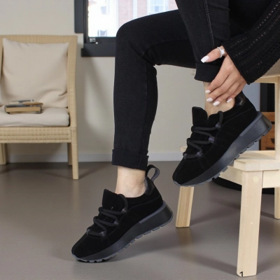 Кроссовки женские демисезонные натуральная замша черные F1000-1 Кроссовки женские демисезонные натуральная замша черные F1000-1