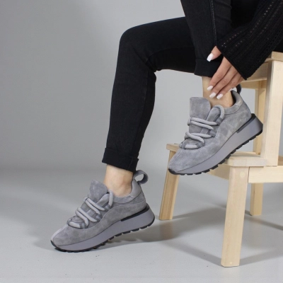 Кроссовки женские демисезонные натуральная замша серые F1000-6 Кроссовки женские демисезонные натуральная замша серые F1000-6