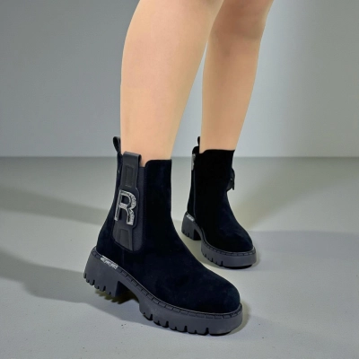 Ботинки женские зимние натуральная замша черные X1070-1 Ботинки женские зимние натуральная замша черные X1070-1