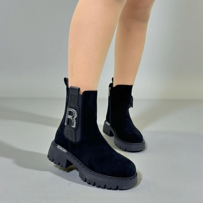 Ботинки женские зимние натуральная замша черные X1075-1 Ботинки женские зимние натуральная замша черные X1075-1