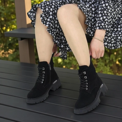 Ботинки женские зимние натуральная замша черные 12003 Ботинки женские зимние натуральная замша черные 12003