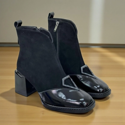 Ботинки женские зимние натуральная замша с кожей черные 12007 Ботинки женские зимние натуральная замша с кожей черные 12007