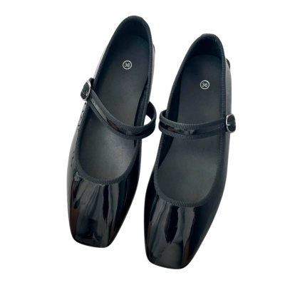 Балетки женские с пряжкой SAIVVILA искусственная лак кожа черные 6151 Балетки женские с пряжкой SAIVVILA искусственная лак кожа черные 6151