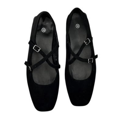Балетки женские с пряжкой SAIVVILA искусственная замша черные 6155 Балетки женские с пряжкой SAIVVILA искусственная замша черные 6155