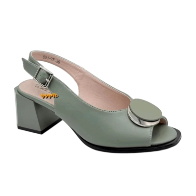 Босоножки женские YZY спрессованная натуральная кожа фисташковые 591-7F Босоножки женские YZY спрессованная натуральная кожа фисташковые 591-7F