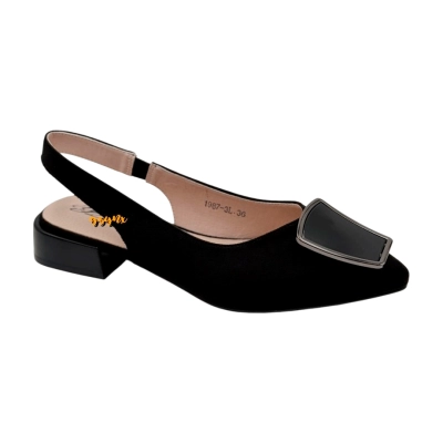 Туфли женские летние YZY спрессованная натуральная замша черные 1987-3L Туфли женские летние YZY спрессованная натуральная замша черные 1987-3L