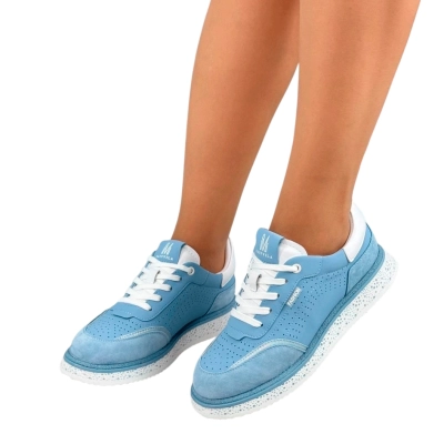Кроссовки женские на лето SAIVVILA натуральная кожа голубые 6726 Кроссовки женские на лето SAIVVILA натуральная кожа голубые 6726