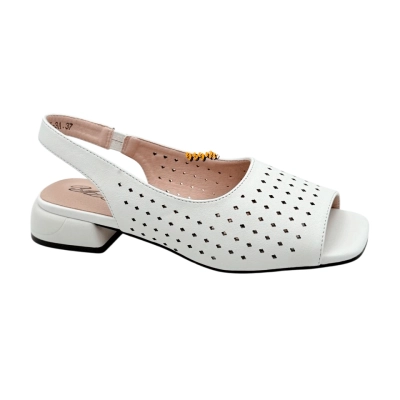 Босоножки женские YZY спрессованная натуральная кожа белые 2115-3A Босоножки женские YZY спрессованная натуральная кожа белые 2115-3A