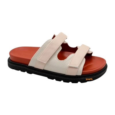 Шлепанцы женские YZY искусственная кожа с текстилем белые M11-3 Шлепанцы женские YZY искусственная кожа с текстилем белые M11-3