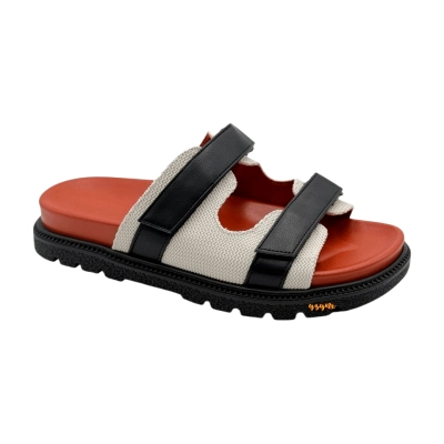 Шлепанцы женские YZY искусственная кожа с текстилем белые M11-1 Шлепанцы женские YZY искусственная кожа с текстилем белые M11-1