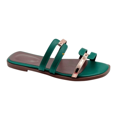 Шлепанцы женские YZY искусственная кожа изумрудные M10-8 Шлепанцы женские YZY искусственная кожа изумрудные M10-8