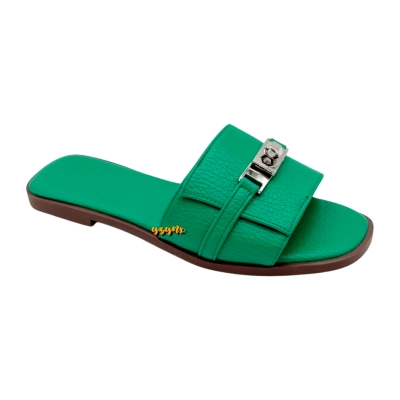 Шлепанцы женские YZY искусственная кожа зеленые M7-8 Шлепанцы женские YZY искусственная кожа зеленые M7-8