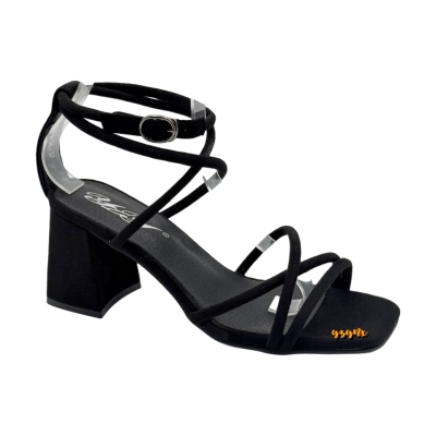 Босоножки женские YZY спрессованная натуральная замша черные 2091-3L Босоножки женские YZY спрессованная натуральная замша черные 2091-3L