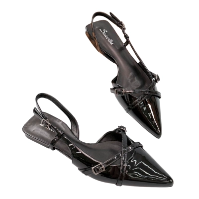 Мюли женские SAIVVILA искусственная лак кожа черные 7053 Мюли женские SAIVVILA искусственная лак кожа черные 7053