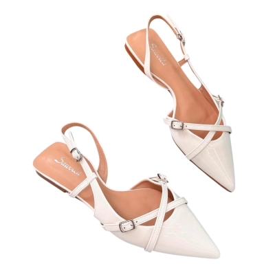 Мюли женские SAIVVILA искусственная лак кожа белые 7056 Мюли женские SAIVVILA искусственная лак кожа белые 7056