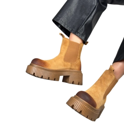 Ботинки женские челси демисезон LUMEITA натуральная замша песочные K20-3 Ботинки женские челси демисезон LUMEITA натуральная замша песочные K20-3