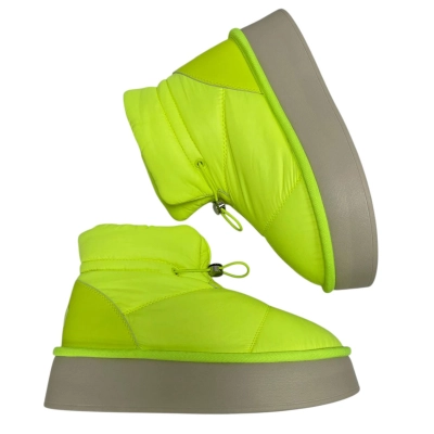 Дутики женские на зиму текстильные лимонные M6015-5 Дутики женские на зиму текстильные лимонные M6015-5